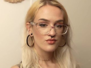 blonde, long tongue, fetish, glasses
