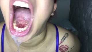 Long tongue, breath and dense spit
