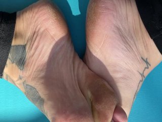 SWEATY SMALL FEET FOOT PLAY ON YOGA MAT