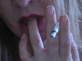 smoking, milf pov, solo female, red lips