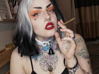 babe, goth, tattooed women, cigarette