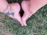 Barefoot Outside Walking On A Grass Cute Teen Feet Trailer