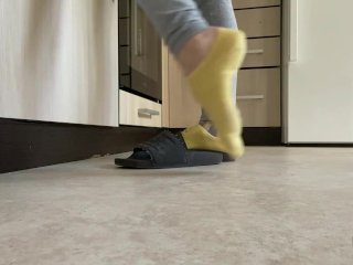 solo female, amateur, dirty socks, slippers