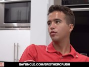 Preview 1 of Brother Crush - Cute Boy Fucks Stepbro For A Ride To The Mall