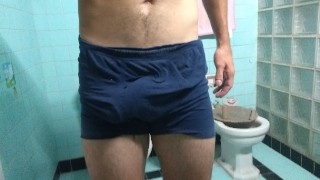Gonzo guy, hunk wearing boxers. He pulls out his Big cock from the side