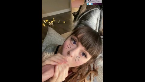 Kitty Cat Cosplay Blowjob and Pet Play - ASMR and CIM