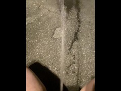 Naughty Girl Squats in her driveway and unleashes her Powerful Piss Fountain for the public to see