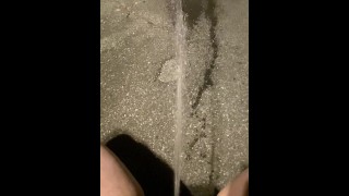 Naughty Girl Squats In Her Driveway And Lets Loose Her Potent Piss Fountain For All To See