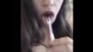Latina Gags Herself With Toothbrush In Slow Motion