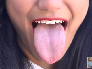 pornstar, viva athena, tongue fetish, public