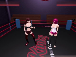 anime, lesbian sexfight, wrestling, babe