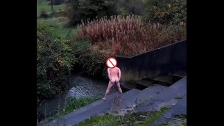 Full nude by wire swinging balls