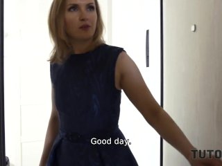 TUTOR4K. Man knows private teacher works for two so he helps mature relax