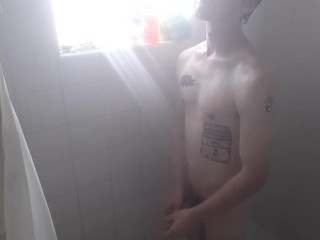 Full Length Shower, Jack off couldn't Cum :(