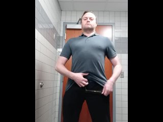 Getting my Hard Cock Out in the Men's Restroom at Work, Want Somebody to Play with It