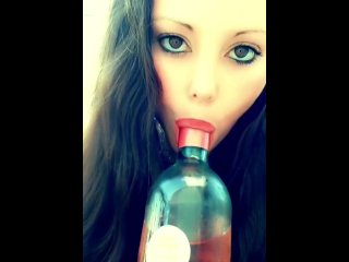 wine bottle, eye contact, babe, sexy