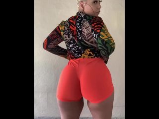pretty redbone, solo female, ass clapping, booty shorts