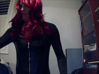 Tight Playmate Pt5! Female masked redhead i show you my butt in my tight white yoga pants!