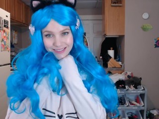 Kitten Pet Play with Blue Cosplay Wig