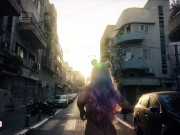 Preview 4 of Colorful kawaii girl twerking in empty street during quarantine (no nudity)