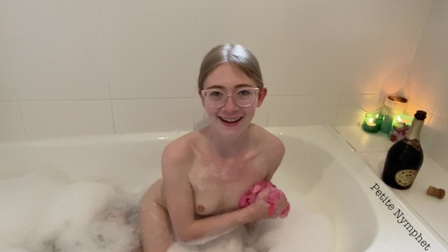 Petite Hairy Teen Cums Multiple Times from Bath Faucet Masturbation - Super Intense Orgasms