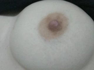 tits white natural, pale natural boobs, solo female, hand fetish