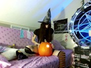 Preview 1 of Magical Transgender Witch Girl Puts Her Wand in a Pumpkin - Halloween Special