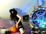 Preview 5 of Magical Transgender Witch Girl Puts Her Wand in a Pumpkin - Halloween Special