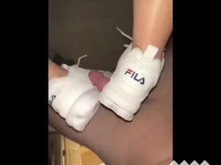 sneaker fetish, big white cock, sneakers, pussy licking