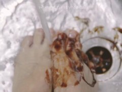 FEET LICKING FETISH | Chocolate Syrup in the kitchen.