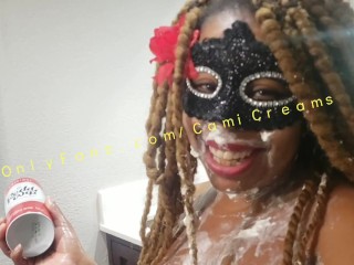 Cami Creams Covered in Whip Cream for Halloween 2020 Ebony BBW Mask Thick Thighs Spread OnlyFans