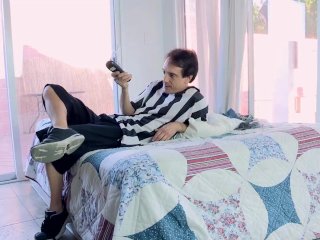 Hot brunette cheerleader college babe cheating on boyfriend and seduces the old big dick referee