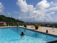 Sexy Mama Strip Tease Skiny Dip in the Caribean (new phat house, pool teaser)