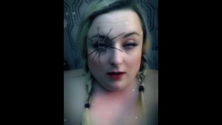 Chubby girl has quick intense orgasm for Halloween 