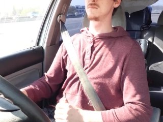 Huge Cock needed to cum while driving, I couldnt wait public