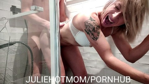 Hard shower with my slut hot stepmom. She screams when I fuck her ass - JULIEHOTMOM