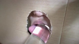 Close-Up ASMR Blowjob Featuring A Dildo Through A Hole