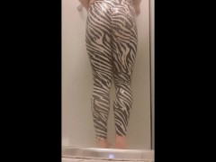 Zebra THICC Yoga Pants Sissy In Shower
