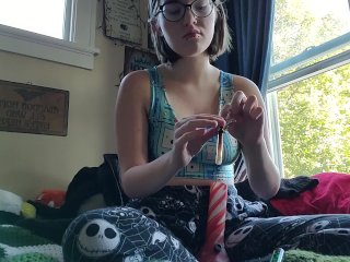 Early morning pj smoke session and masturbation