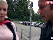 Preview 1 of BumsBus - Mia Huge Tits German Slut Takes Big Cock In Rough Car Sex - LETSDOEIT