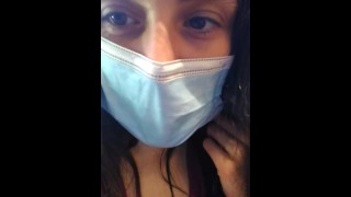  PUBLIC RESTROOM Facemask Covid-19 Pandemic MESSY Peeing Fetish Slut PinkMoonLust on ONLYFANS