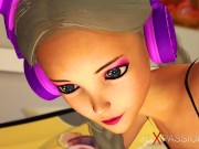 Preview 2 of Cute teenage gamer girl with headphones gets fucked by a midget pervert in the living room