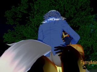 Пушистый Яой Хентай 3D - Лошадь с большим членом трахает симпатичную серую лису