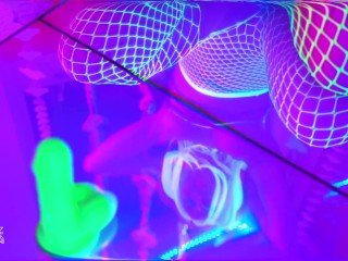 Jewelz Blu Trippy Neon Fishnet Dildo Suck and Fuck (FULL VIDEO ON MODELHUB)