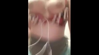 Riding dildo slapping tits 34d cups 
