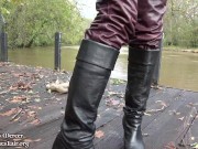 Preview 1 of Mistress Mercer Outdoors Ballbusting HUMILIATING Boot Licking Cumshot for Sissy Slut by Mistress