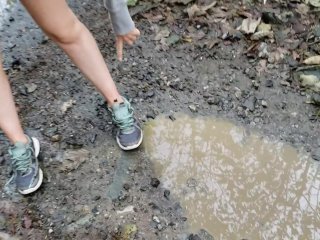 Piss and Puddle Sloshing in Bare_Foot Sneakers