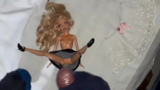 Condom fuck to a little doll bitch