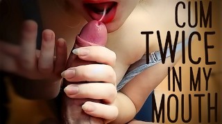 Blonde Teen Close Up Blowjob Cum Twice Big Tits CIM Cum Mouth Cum Suck Lovely Dove