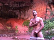 Preview 3 of Cute jock jacking off in nature